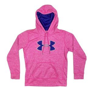 Women’s Under Armour Size Small Heather Pink Blue Hoodie Pullover Semi Fitted